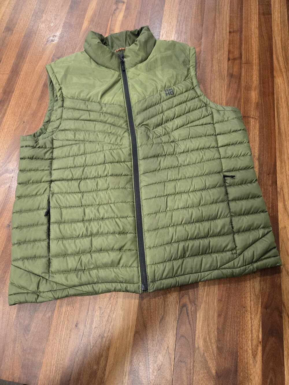 Duluth Trading Co. AKHG Down Filled Puffer Vest Full Zip Olive Green Size Large